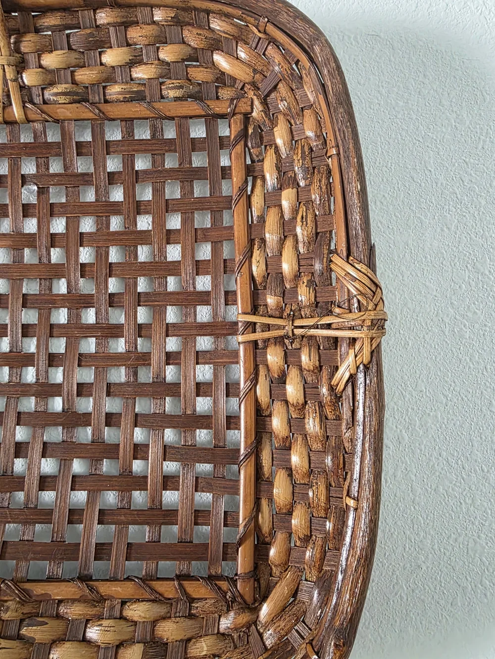 Vintage Brown Woven Rattan Wall Basket